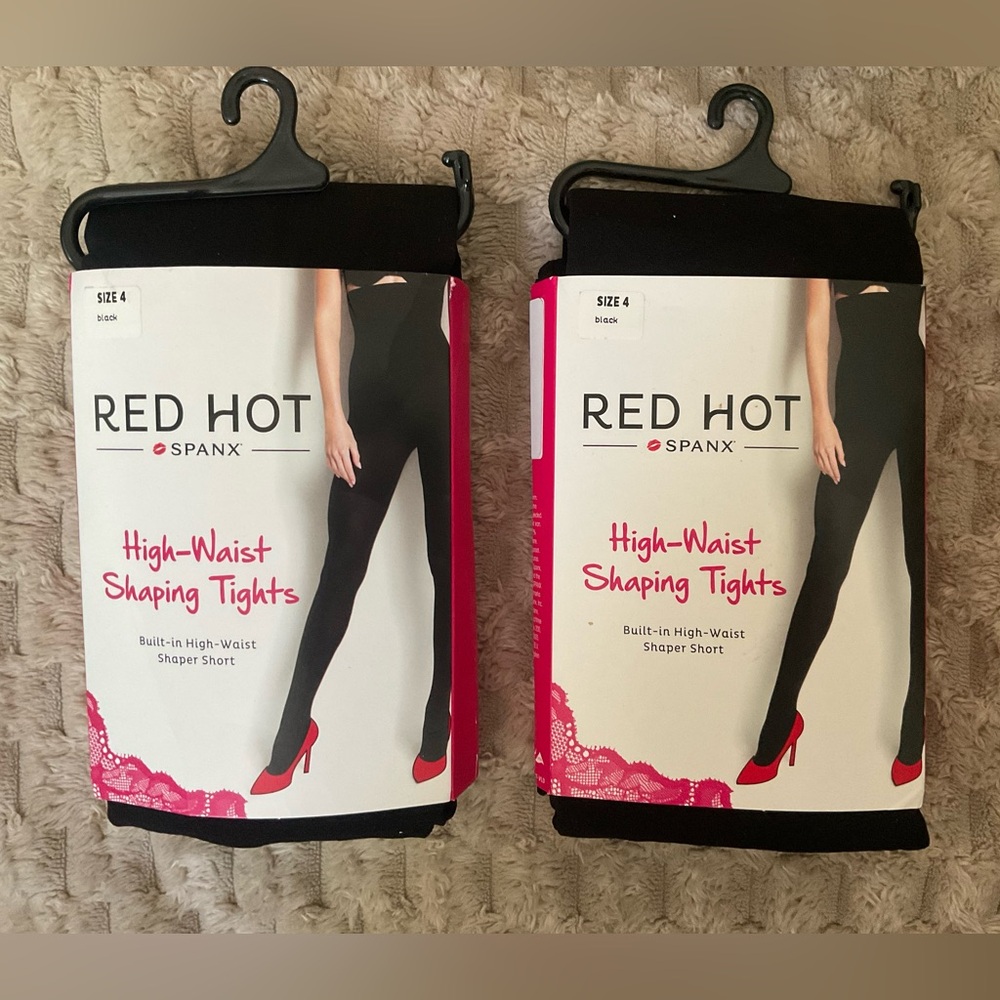 SPANX RED HOT HIGH-WAIST SHAPING TIGHTS - BLACK - WOMEN’S SIZE 5 (XL) SEALED
